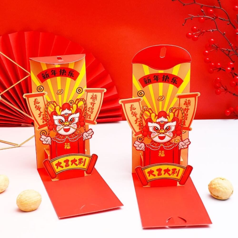 Mẫu bao lì xì 3D múa lân
