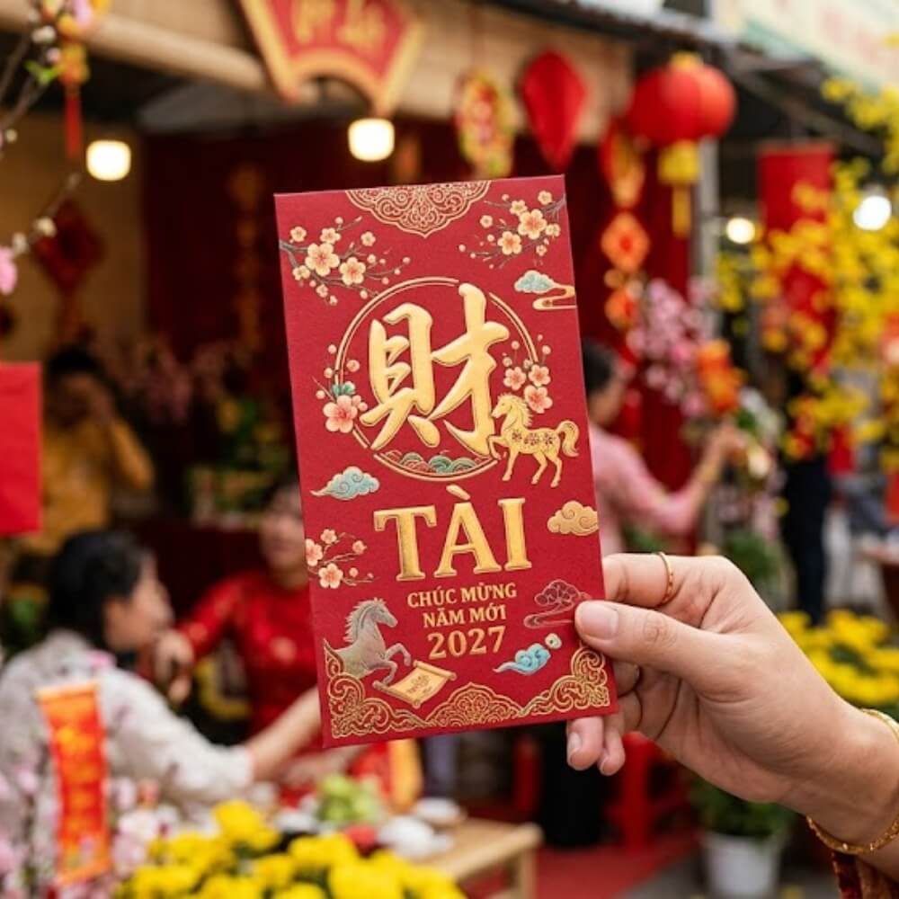 Làm bao lì xì chữ Tài