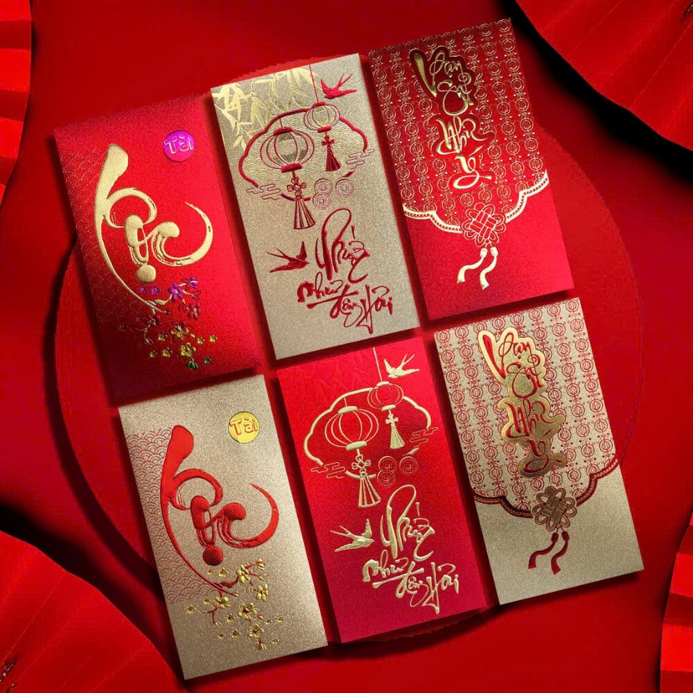 Bao lì xì thiết kế ép kim vàng