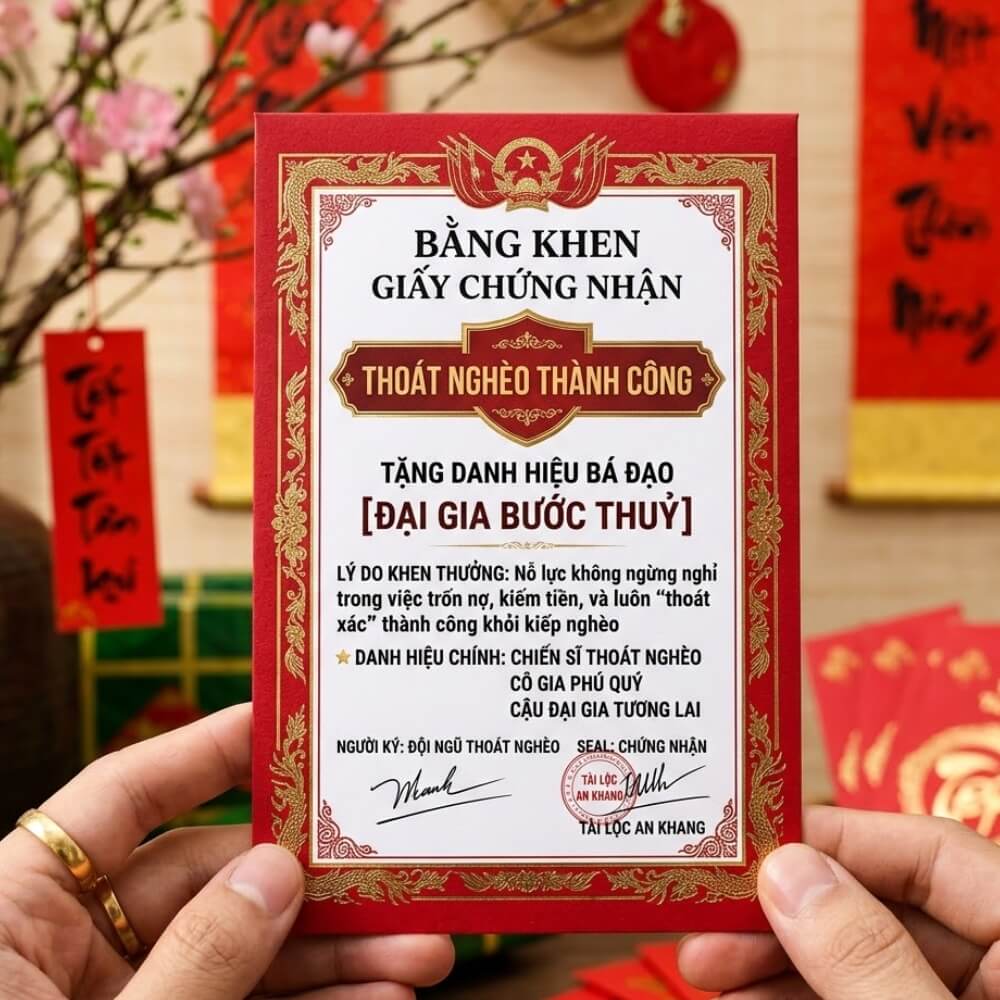 Bao lì xì in hình bằng khen