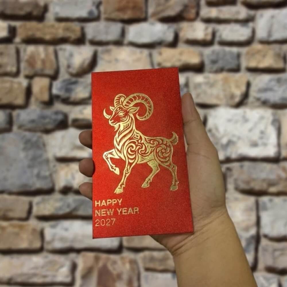 Bao lì xì ông thần tài ép nhũ kim