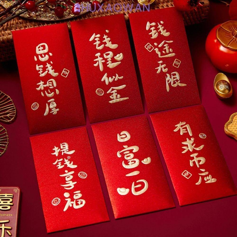 Bao lì xì chữ thư pháp trên giấy Kraft