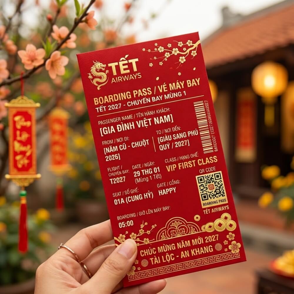 Bao lì xì vé máy bay