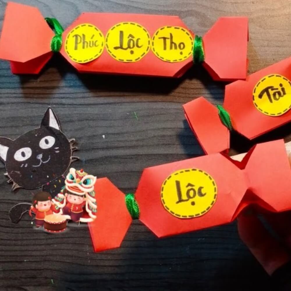 Làm bao lì xì hình viên kẹo