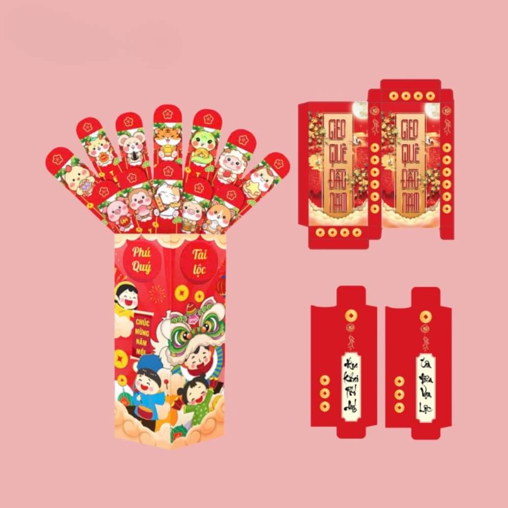Trang trí bao lì xì gieo quẻ