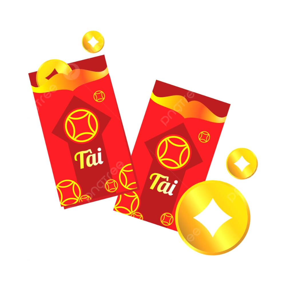 Trang trí bao lì xì họa tiết đồng tiền