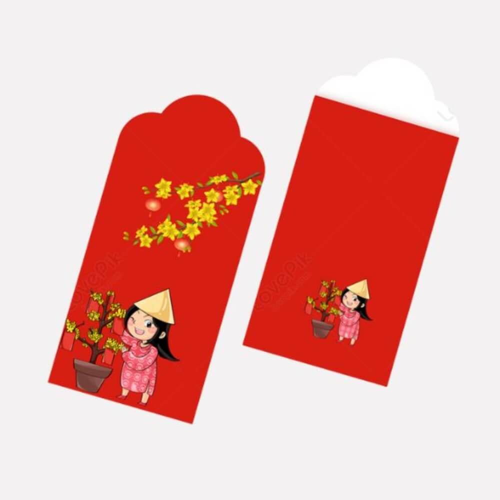 Trang trí bao lì xì họa tiết hoa Tết